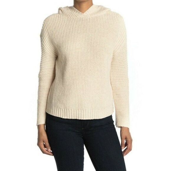 Abound Sweaters - Abound Hooded Sweater Ivory Knit Hoodie Cozy Minimalist Fall Size M